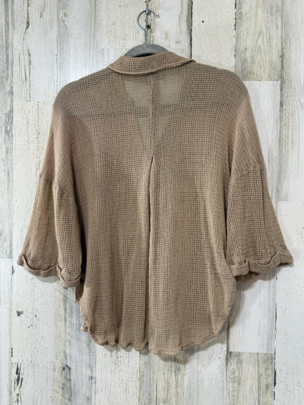 HYFVE Waffle Knit Button-Up Shirt in Beige - Picture 3 of 9